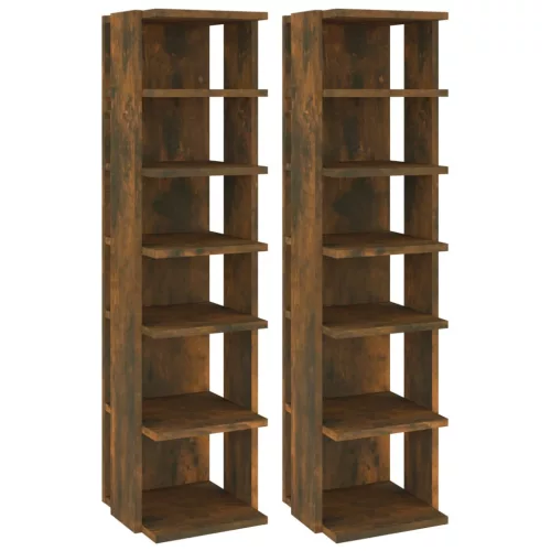  2 db füstös tölgy színű szerelt fa cipőtartó 27,5 x 27 x 102 cm