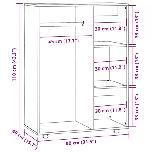  füstös tölgyszínű szerelt fa ruhásszekrény 80 x 40 x 110 cm