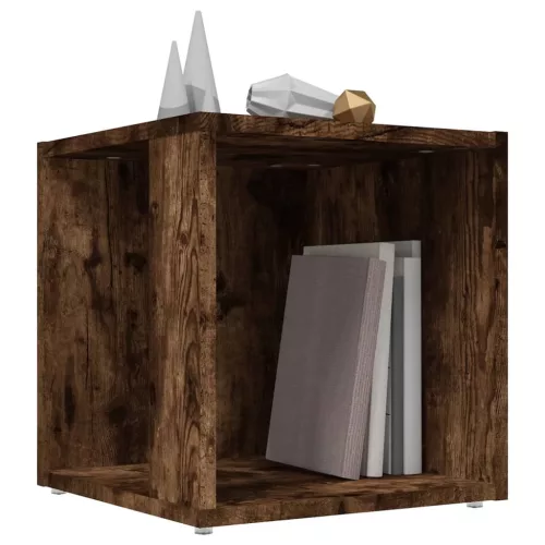  füstös tölgy színű szerelt fa kisasztal 33 x 33 x 34,5 cm