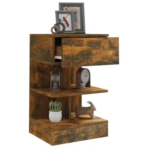  2 db füstös tölgy színű szerelt fa éjjeliszekrény 40x35x65 cm