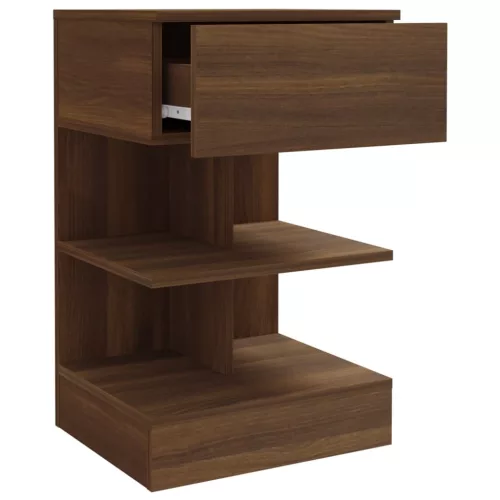  barna tölgyszínű szerelt fa éjjeliszekrény 40 x 35 x 65 cm