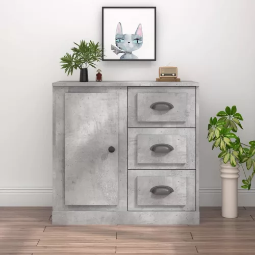  betonszürke szerelt fa tálalószekrény 70x35,5x67,5 cm