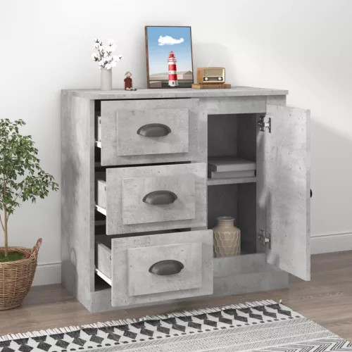  betonszürke szerelt fa tálalószekrény 70x35,5x67,5 cm