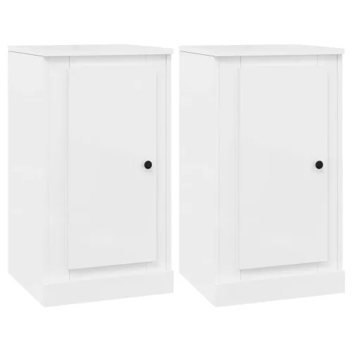  2 db magasfényű fehér szerelt fa tálalószekrény 37,5x35,5x67,5