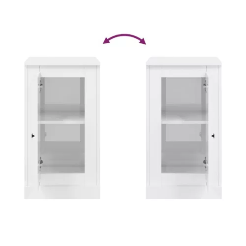  2 db magasfényű fehér szerelt fa tálalószekrény 37,5x35,5x67,5