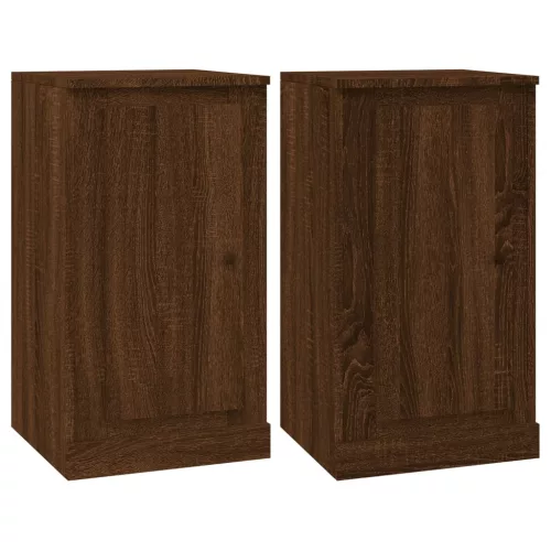 2 db barna tölgy színű szerelt fa tálalóasztal 37,5x35,5x67,5