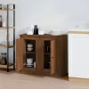  2 db barna tölgy színű szerelt fa tálalóasztal 37,5x35,5x67,5