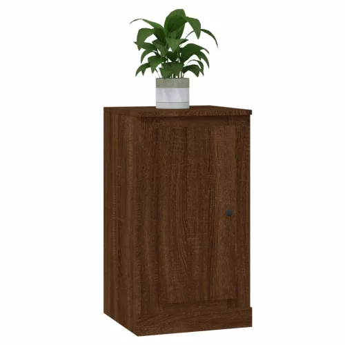  2 db barna tölgy színű szerelt fa tálalóasztal 37,5x35,5x67,5