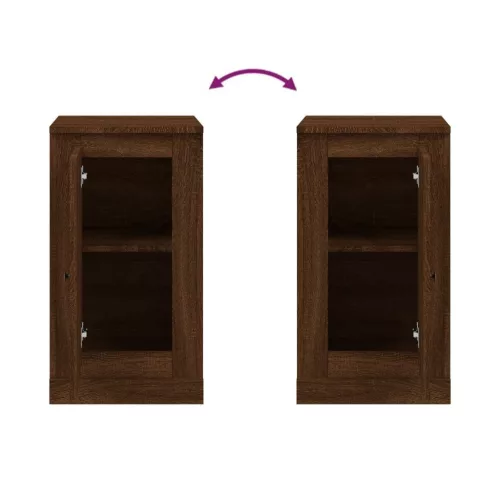  2 db barna tölgy színű szerelt fa tálalóasztal 37,5x35,5x67,5