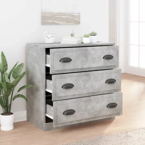  betonszürke szerelt fa tálalószekrény 70x35,5x67,5 cm