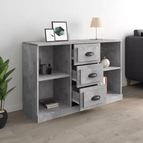  betonszürke szerelt fa tálalószekrény 104,5 x 35,5 x 67,5 cm