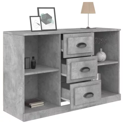  betonszürke szerelt fa tálalószekrény 104,5 x 35,5 x 67,5 cm