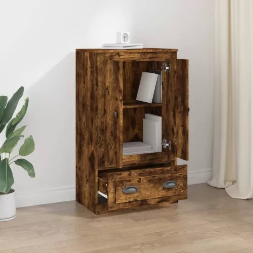  füstös tölgy színű szerelt fa magasszekrény 60x35,5x103,5 cm