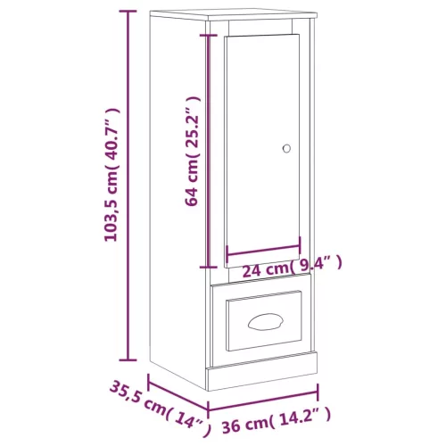  barna tölgy színű szerelt fa magasszekrény 36x35,5x103,5 cm