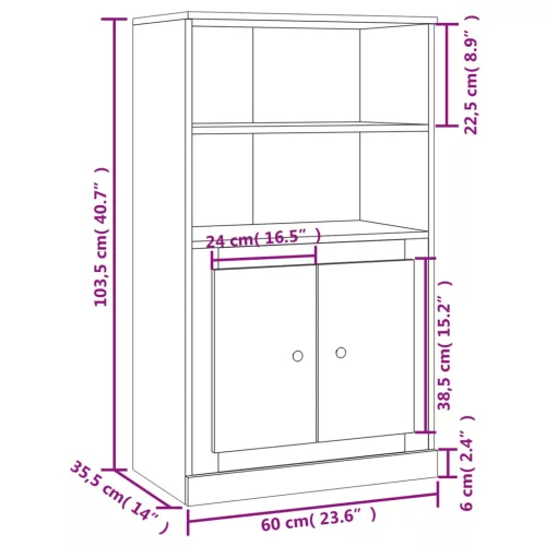  szürke sonoma szerelt fa magasszekrény 60x35,5x103,5 cm