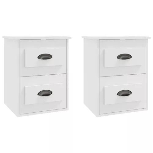  2 db fehér falra szerelhető éjjeliszekrény 41,5x36x53 cm