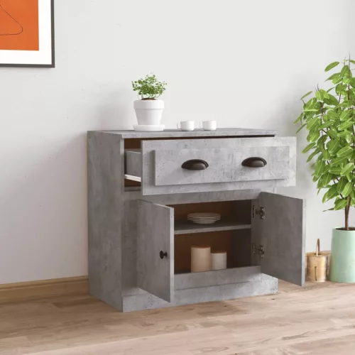  betonszürke szerelt fa tálalószekrény 70x35,5x67,5 cm