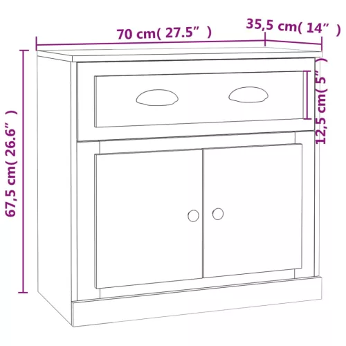  betonszürke szerelt fa tálalószekrény 70x35,5x67,5 cm