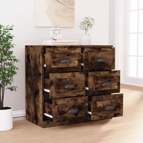  sonoma tölgy színű szerelt fa tálalószekrény 70x35,5x67,5 cm