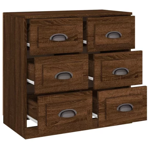  barna tölgy színű szerelt fa tálalószekrény 70x35,5x67,5 cm