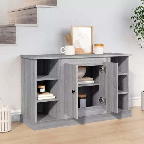  szürke sonoma színű szerelt fa tálalószekrény 100x35,5x60 cm