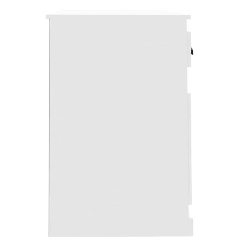  magasfényű fehér szerelt fa íróasztal fiókkal 115x50x75 cm