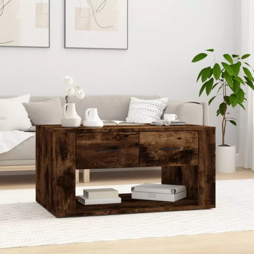  füstös tölgy színű szerelt fa dohányzóasztal 80 x 50 x 40 cm