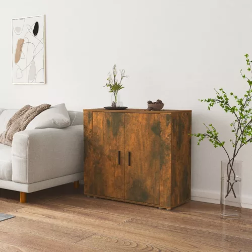  füstös tölgy színű szerelt fa tálalószekrény 80x33x70 cm