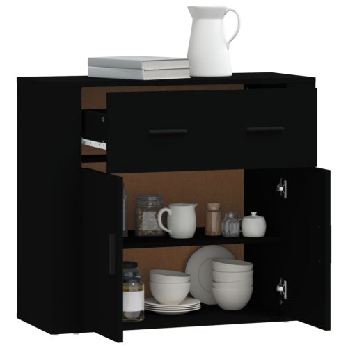  fekete szerelt fa tálalószekrény 80x33 x70 cm