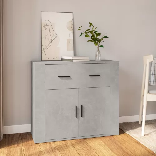  betonszürke szerelt fa tálalószekrény 80x33x70 cm