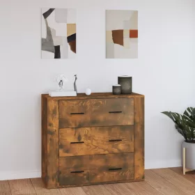    füstös tölgy színű szerelt fa tálalószekrény 80x33x70 cm