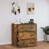  füstös tölgy színű szerelt fa tálalószekrény 80x33x70 cm