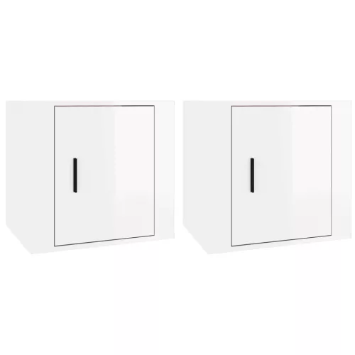  2 db magasfényű fehér éjjeliszekrény 50x39x47 cm