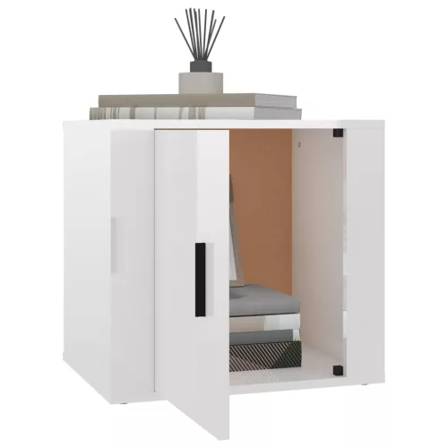  2 db magasfényű fehér éjjeliszekrény 50x39x47 cm