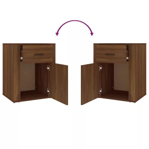  barna tölgyszínű szerelt fa éjjeliszekrény 50 x 36 x 60 cm