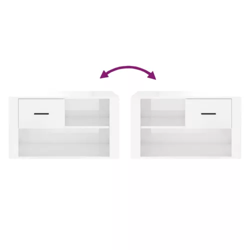  magasfényű fehér szerelt fa cipőszekrény 80 x 35 x 45 cm