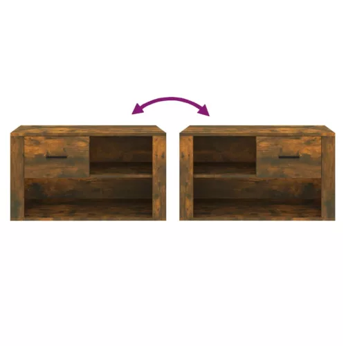  füstös tölgy színű szerelt fa cipősszekrény 80x35x45 cm