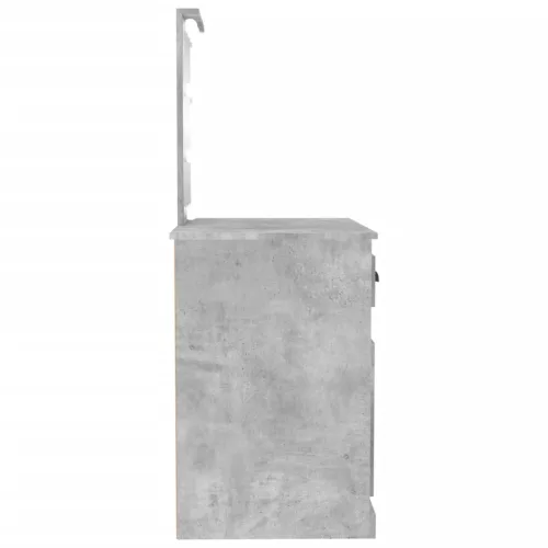  betonszürke szerelt fa pipereasztal LED-del 90 x 50 x 132,5 cm