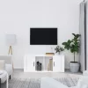  fehér magasfényű szerelt fa TV-szekrény 100x35x40 cm
