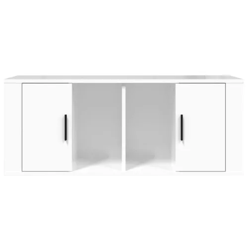  fehér magasfényű szerelt fa TV-szekrény 100x35x40 cm