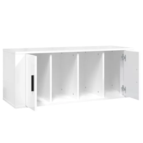  fehér magasfényű szerelt fa TV-szekrény 100x35x40 cm