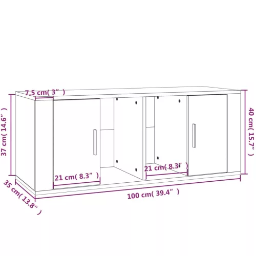  fehér magasfényű szerelt fa TV-szekrény 100x35x40 cm