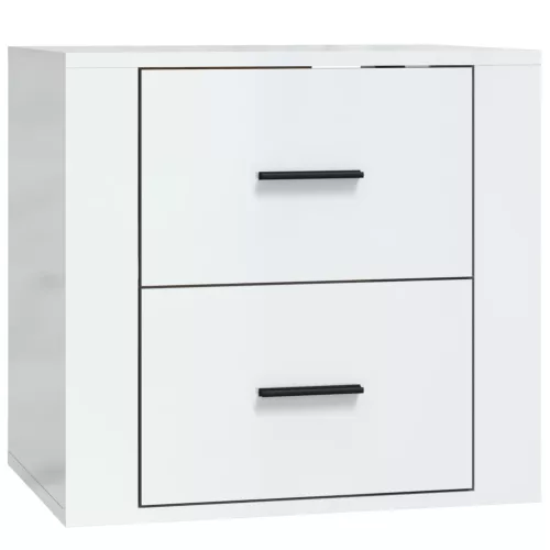  magasfényű fehér falra szerelhető éjjeliszekrény 50x36x47 cm