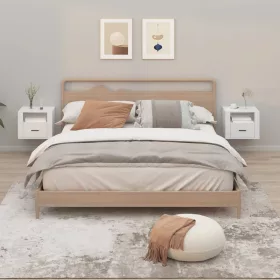    2 db fehér falra szerelhető éjjeliszekrény 50 x 36 x 40 cm