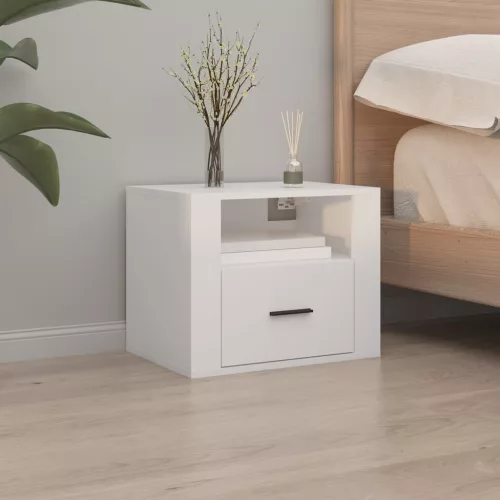  2 db fehér falra szerelhető éjjeliszekrény 50 x 36 x 40 cm