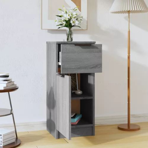  szürke sonoma színű szerelt fa tálalószekrény 30 x 30 x 70 cm