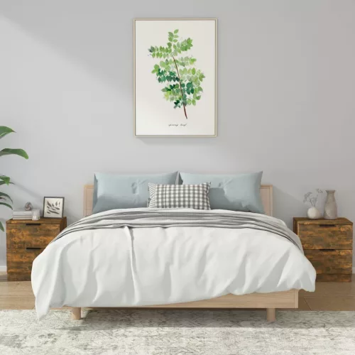  2 db füstös tölgy színű szerelt fa éjjeliszekrény