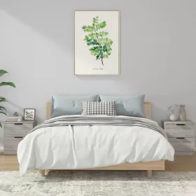  2 db szürke sonoma színű szerelt fa éjjeliszekrény