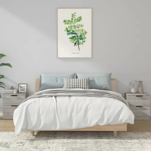  2 db szürke sonoma színű szerelt fa éjjeliszekrény