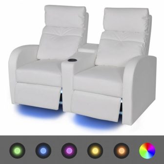 VID Kétszemélyes dönthető kanapé, LED fénnyel  "V2" fehér